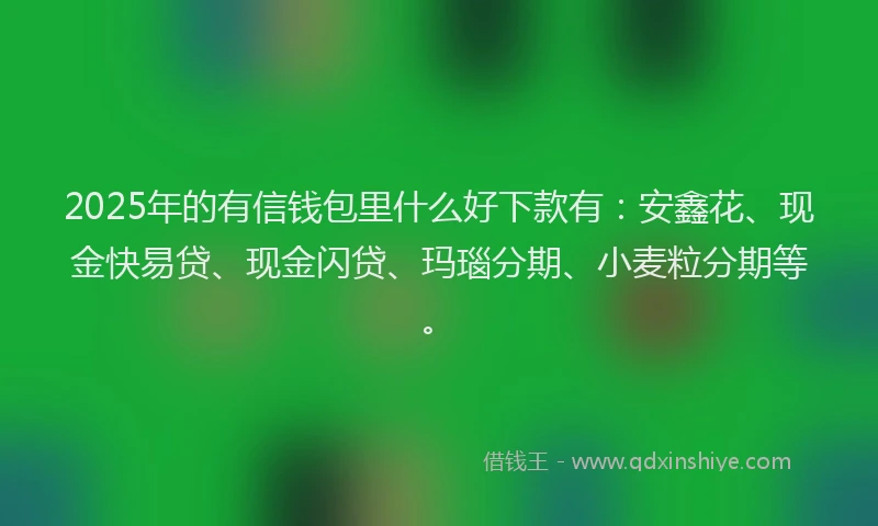 2025年的有信钱包里什么好下款有：安鑫花、现金快易贷、现金闪贷、玛瑙分期、小麦粒分期等。