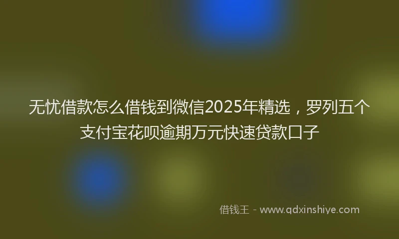 无忧借款怎么借钱到微信2025年精选，罗列五个支付宝花呗逾期万元快速贷款口子