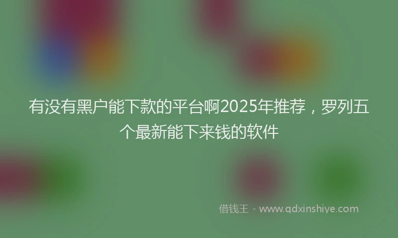 有没有黑户能下款的平台啊2025年推荐，罗列五个最新能下来钱的软件
