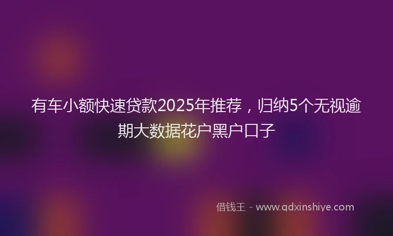 有车小额快速贷款2025年推荐，归纳5个无视逾期大数据花户黑户口子