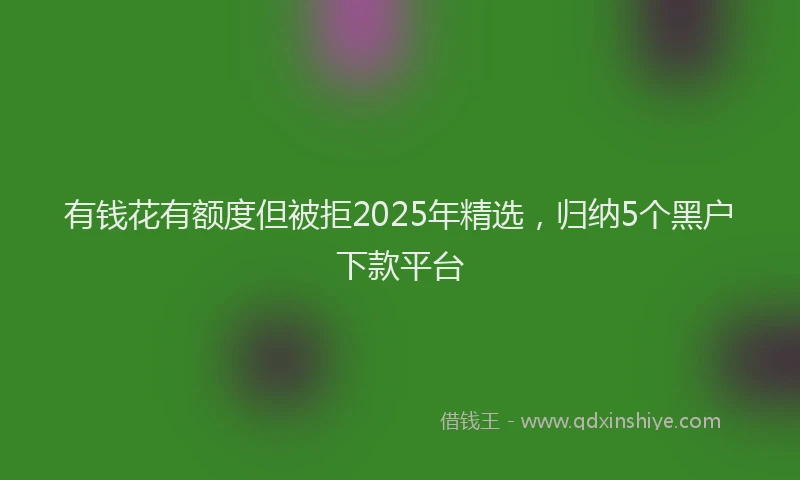 有钱花有额度但被拒2025年精选，归纳5个黑户下款平台
