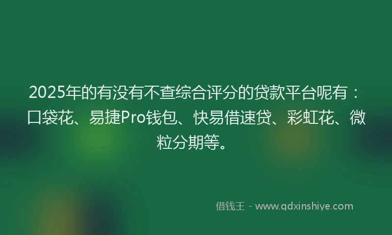 2025年的有没有不查综合评分的贷款平台呢有：口袋花、易捷Pro钱包、快易借速贷、彩虹花、微粒分期等。