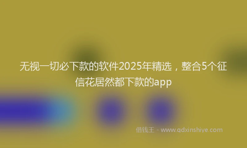 无视一切必下款的软件2025年精选，整合5个征信花居然都下款的app