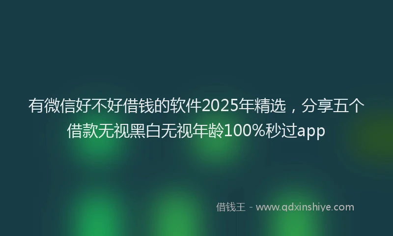 有微信好不好借钱的软件2025年精选，分享五个借款无视黑白无视年龄100%秒过app