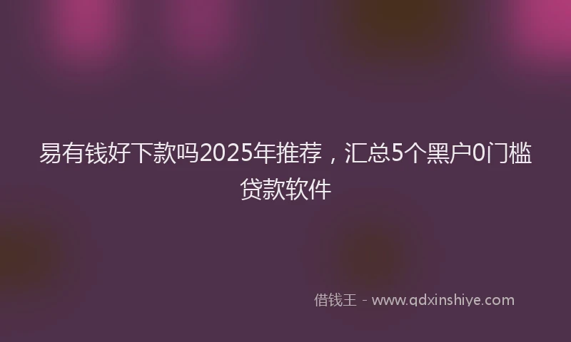 易有钱好下款吗2025年推荐，汇总5个黑户0门槛贷款软件