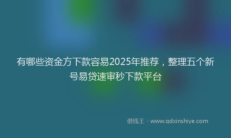 有哪些资金方下款容易2025年推荐，整理五个新号易贷速审秒下款平台