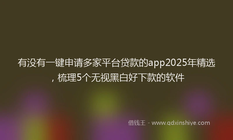 有没有一键申请多家平台贷款的app2025年精选，梳理5个无视黑白好下款的软件