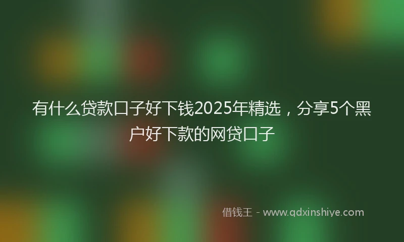 有什么贷款口子好下钱2025年精选，分享5个黑户好下款的网贷口子