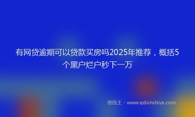 有网贷逾期可以贷款买房吗2025年推荐，概括5个黑户烂户秒下一万
