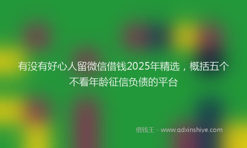 有没有好心人留微信借钱2025年精选，概括五个不看年龄征信负债的平台