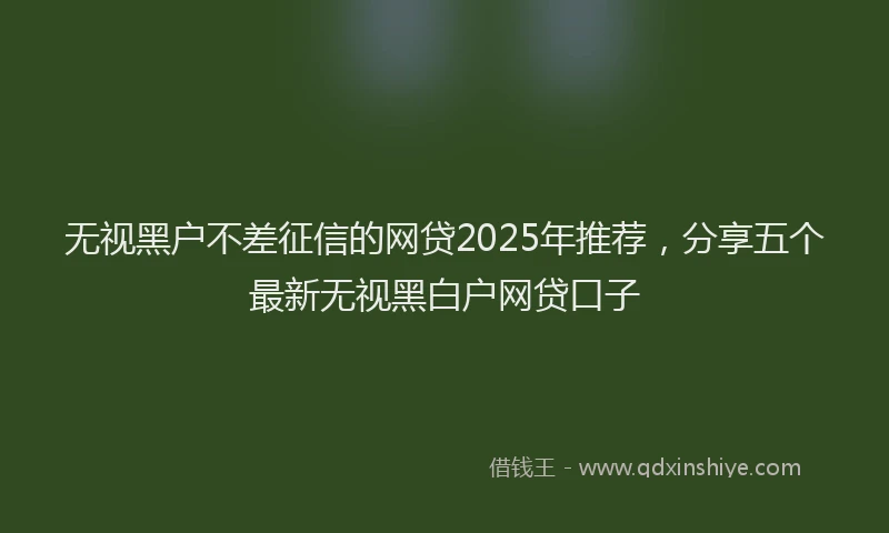 无视黑户不差征信的网贷2025年推荐，分享五个最新无视黑白户网贷口子