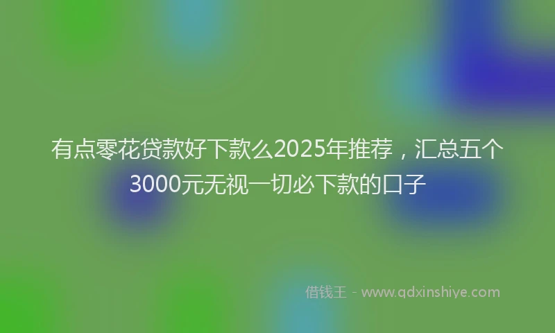 有点零花贷款好下款么2025年推荐，汇总五个3000元无视一切必下款的口子