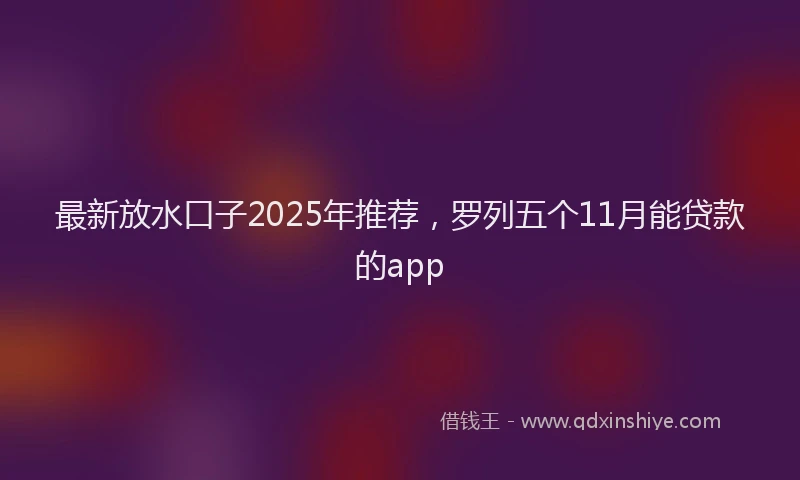 最新放水口子2025年推荐，罗列五个11月能贷款的app