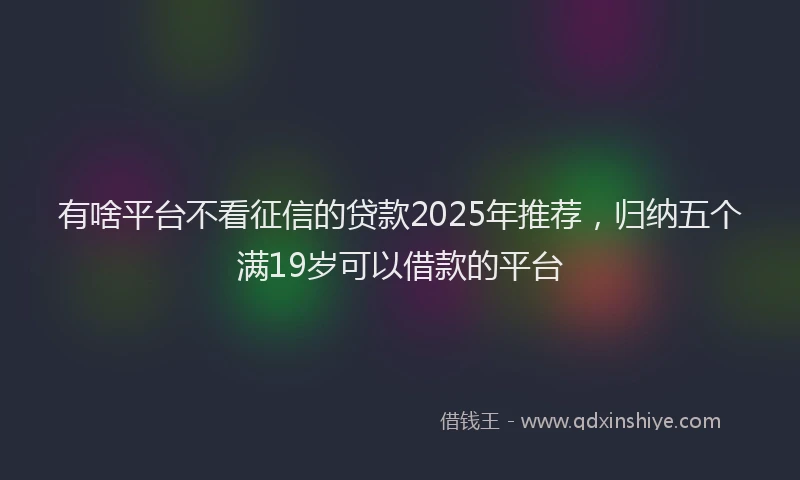 有啥平台不看征信的贷款2025年推荐，归纳五个满19岁可以借款的平台