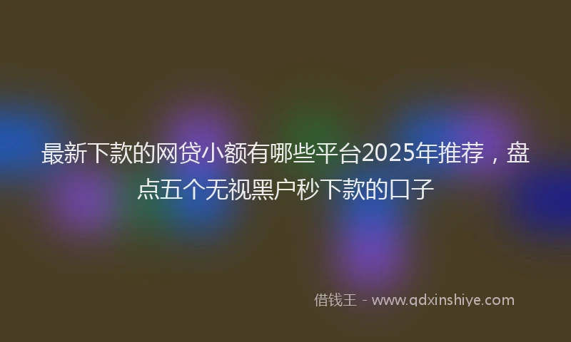 最新下款的网贷小额有哪些平台2025年推荐，盘点五个无视黑户秒下款的口子
