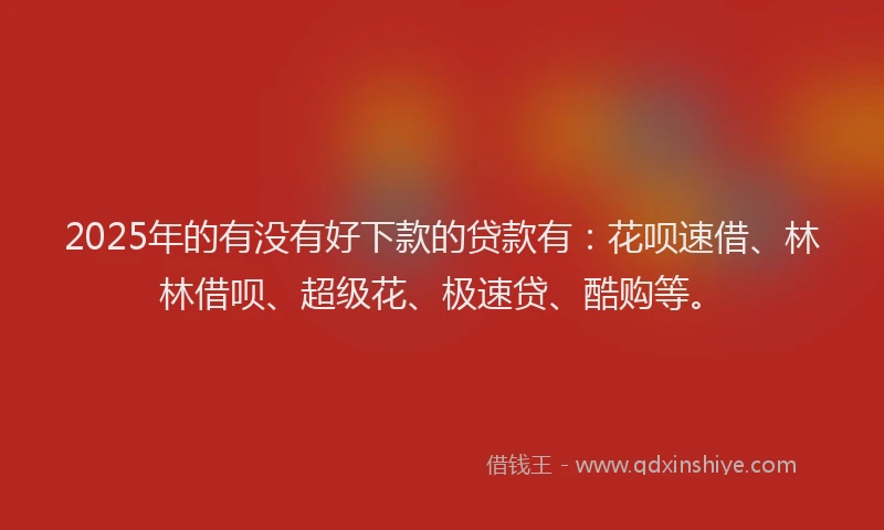 2025年的有没有好下款的贷款有：花呗速借、林林借呗、超级花、极速贷、酷购等。