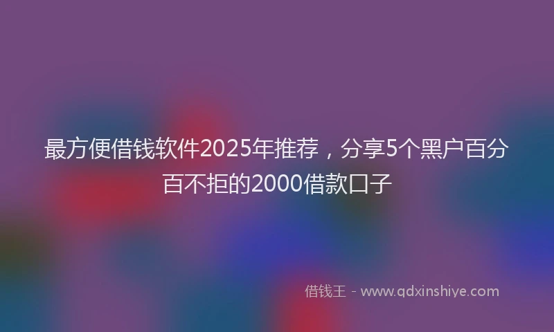 最方便借钱软件2025年推荐，分享5个黑户百分百不拒的2000借款口子