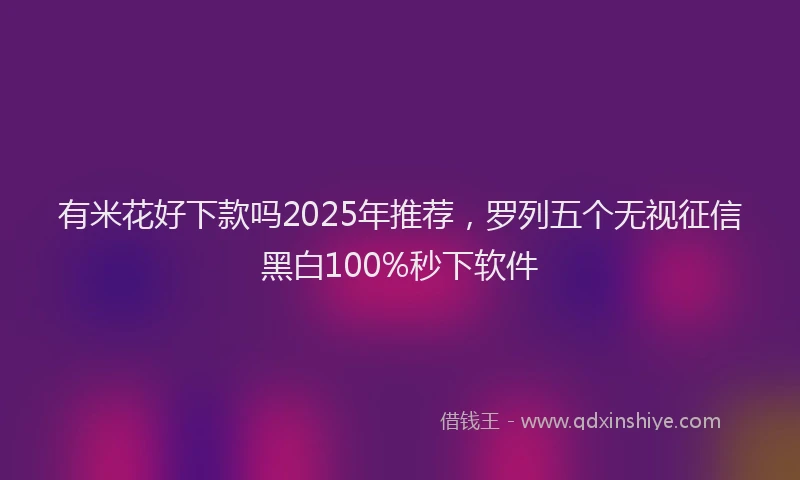 有米花好下款吗2025年推荐，罗列五个无视征信黑白100%秒下软件