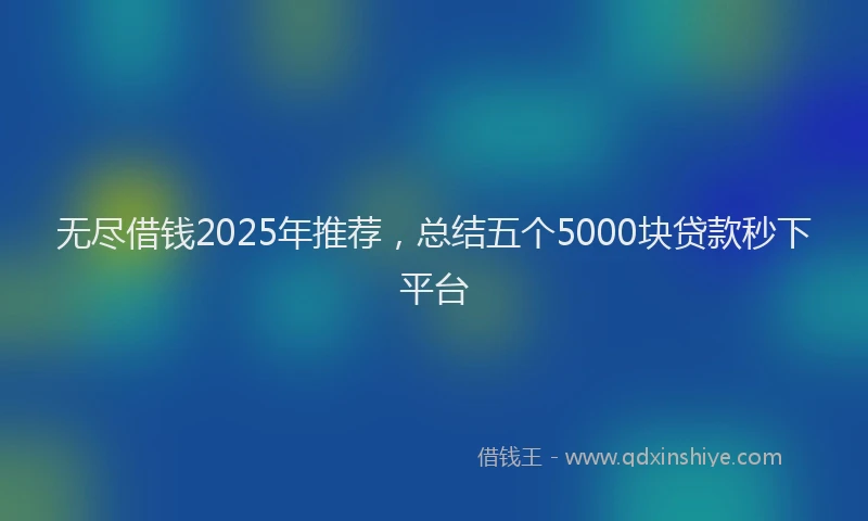 无尽借钱2025年推荐，总结五个5000块贷款秒下平台