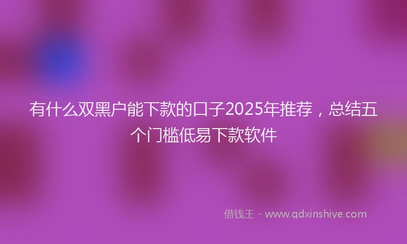 有什么双黑户能下款的口子2025年推荐，总结五个门槛低易下款软件