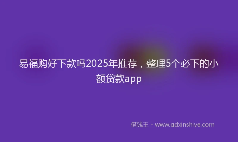 易福购好下款吗2025年推荐，整理5个必下的小额贷款app