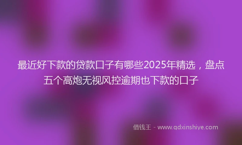 最近好下款的贷款口子有哪些2025年精选，盘点五个高炮无视风控逾期也下款的口子