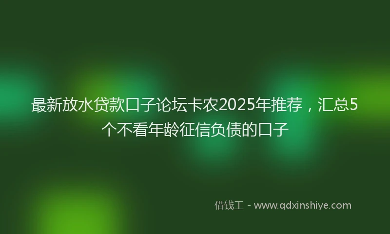 最新放水贷款口子论坛卡农2025年推荐，汇总5个不看年龄征信负债的口子