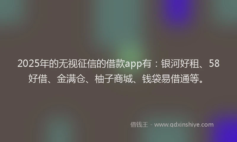 2025年的无视征信的借款app有：银河好租、58好借、金满仓、柚子商城、钱袋易借通等。