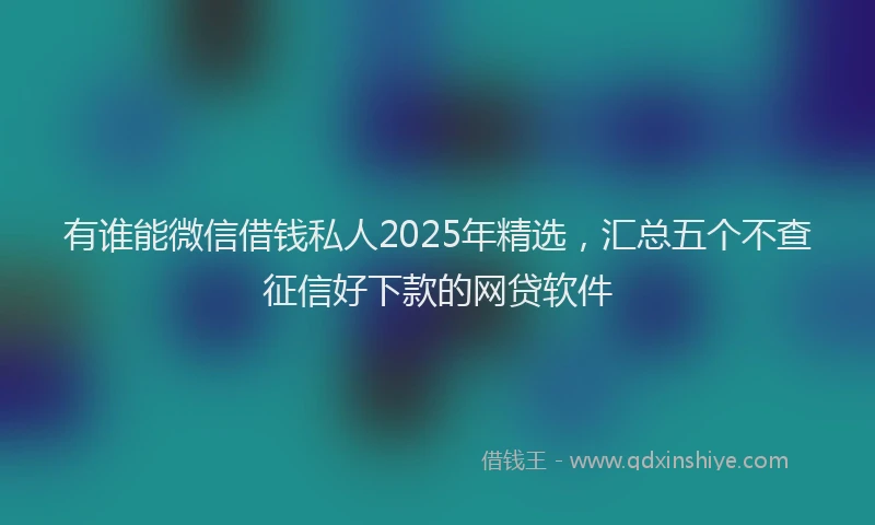 有谁能微信借钱私人2025年精选，汇总五个不查征信好下款的网贷软件