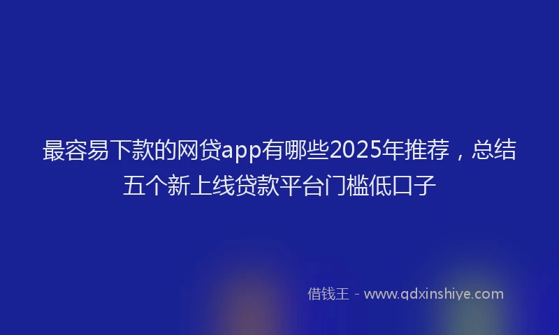 最容易下款的网贷app有哪些2025年推荐，总结五个新上线贷款平台门槛低口子