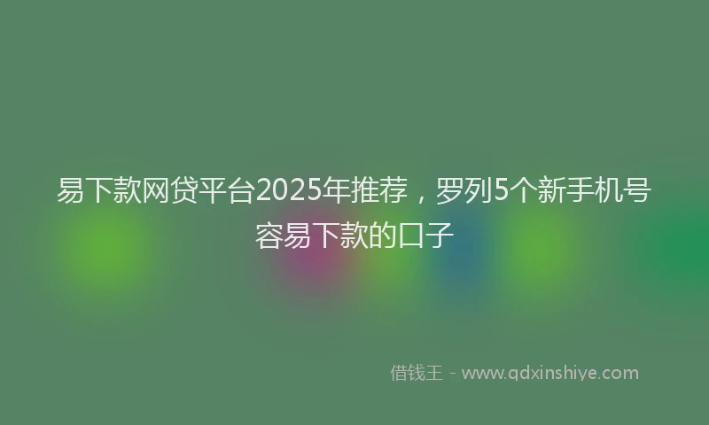 易下款网贷平台2025年推荐，罗列5个新手机号容易下款的口子