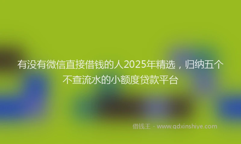 有没有微信直接借钱的人2025年精选，归纳五个不查流水的小额度贷款平台