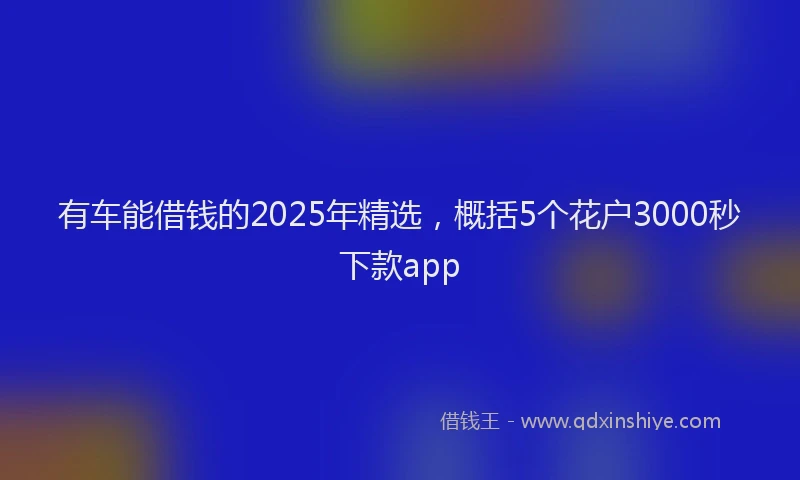 有车能借钱的2025年精选，概括5个花户3000秒下款app