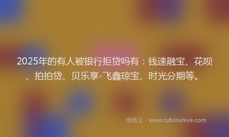 2025年的有人被银行拒贷吗有：钱速融宝、花呗、拍拍贷、贝乐享-飞鑫琼宝、时光分期等。