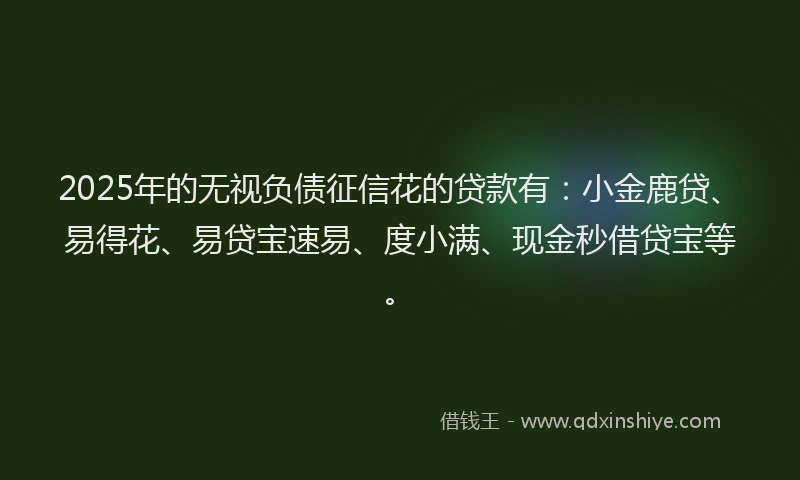 2025年的无视负债征信花的贷款有：小金鹿贷、易得花、易贷宝速易、度小满、现金秒借贷宝等。