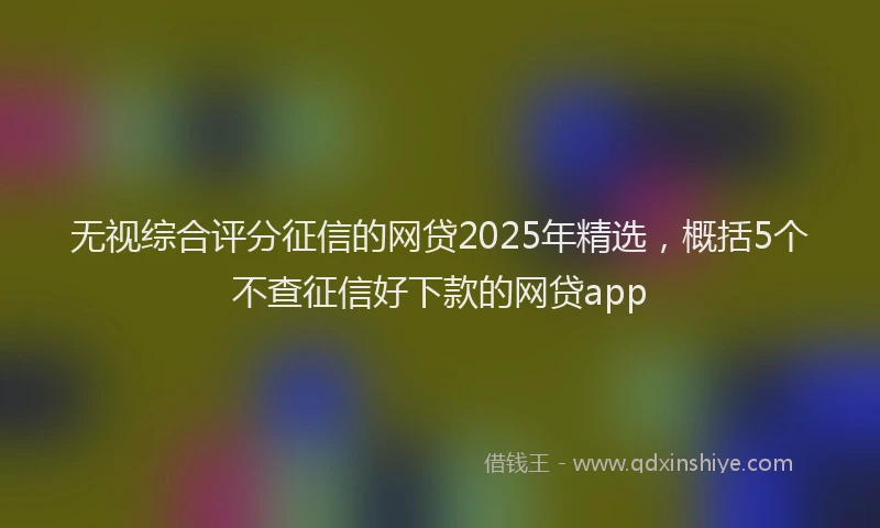 无视综合评分征信的网贷2025年精选，概括5个不查征信好下款的网贷app