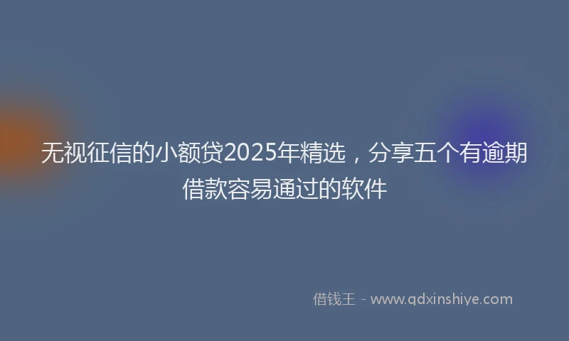 无视征信的小额贷2025年精选，分享五个有逾期借款容易通过的软件