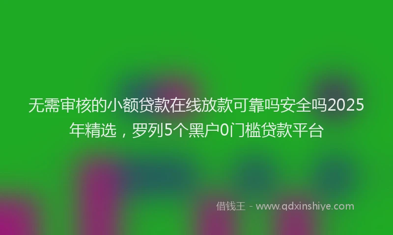 无需审核的小额贷款在线放款可靠吗安全吗2025年精选，罗列5个黑户0门槛贷款平台