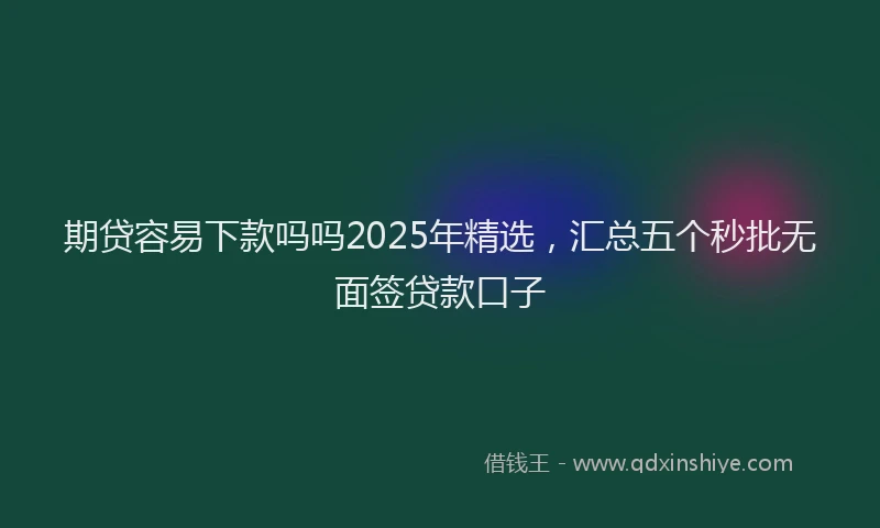 期贷容易下款吗吗2025年精选，汇总五个秒批无面签贷款口子