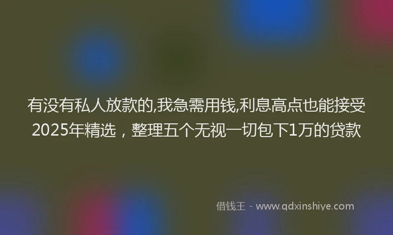 有没有私人放款的,我急需用钱,利息高点也能接受2025年精选，整理五个无视一切包下1万的贷款