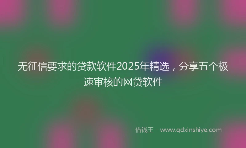 无征信要求的贷款软件2025年精选，分享五个极速审核的网贷软件
