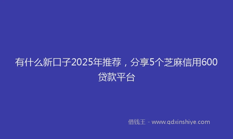 有什么新口子2025年推荐，分享5个芝麻信用600贷款平台