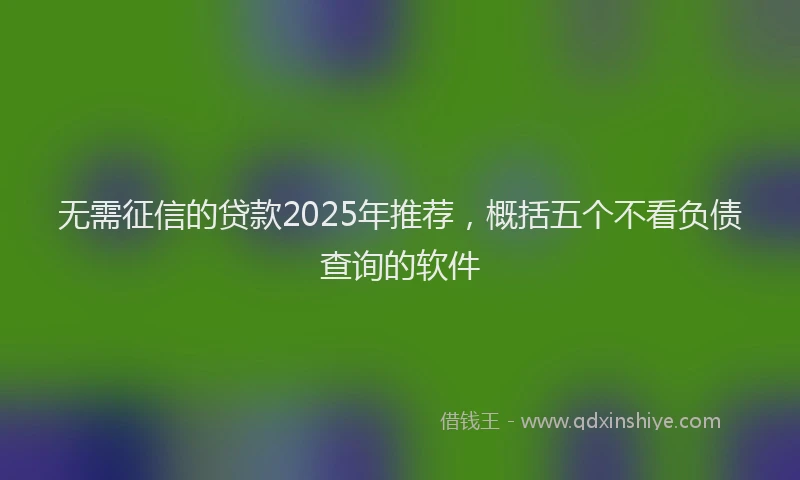 无需征信的贷款2025年推荐，概括五个不看负债查询的软件