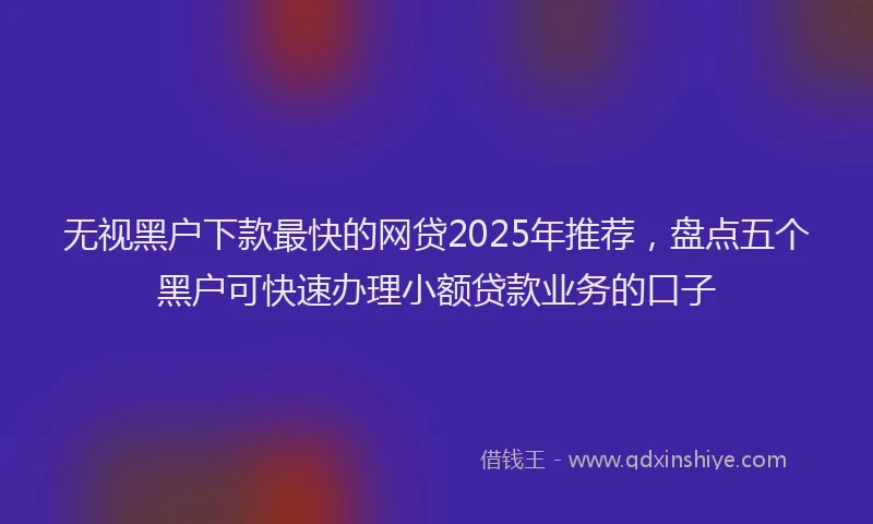 无视黑户下款最快的网贷2025年推荐，盘点五个黑户可快速办理小额贷款业务的口子