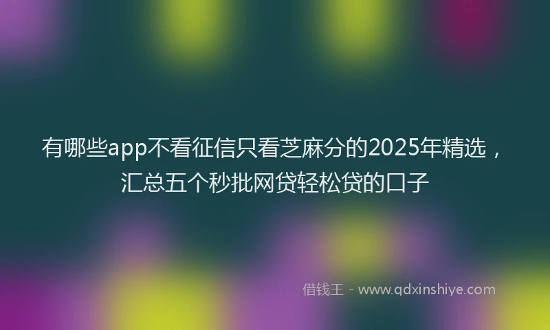 有哪些app不看征信只看芝麻分的2025年精选，汇总五个秒批网贷轻松贷的口子