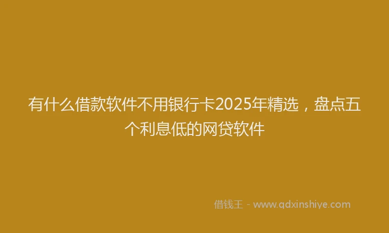 有什么借款软件不用银行卡2025年精选，盘点五个利息低的网贷软件