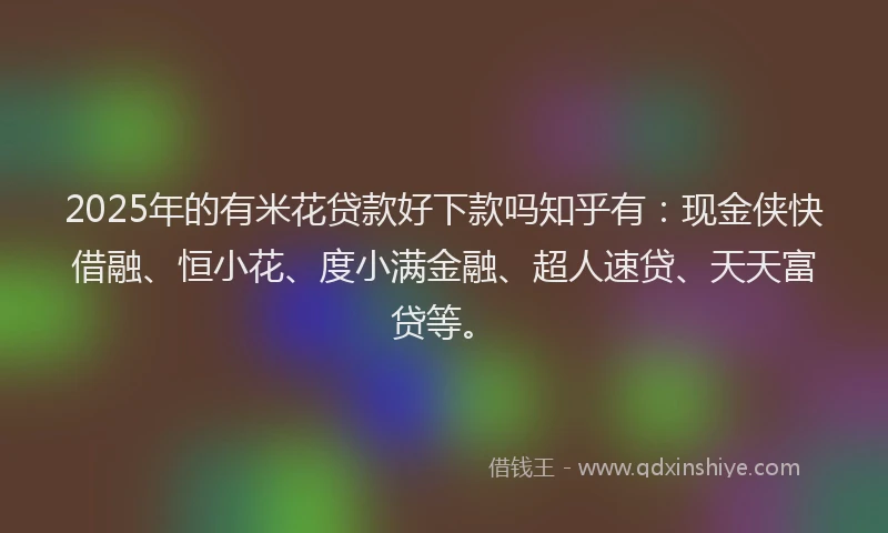 2025年的有米花贷款好下款吗知乎有：现金侠快借融、恒小花、度小满金融、超人速贷、天天富贷等。