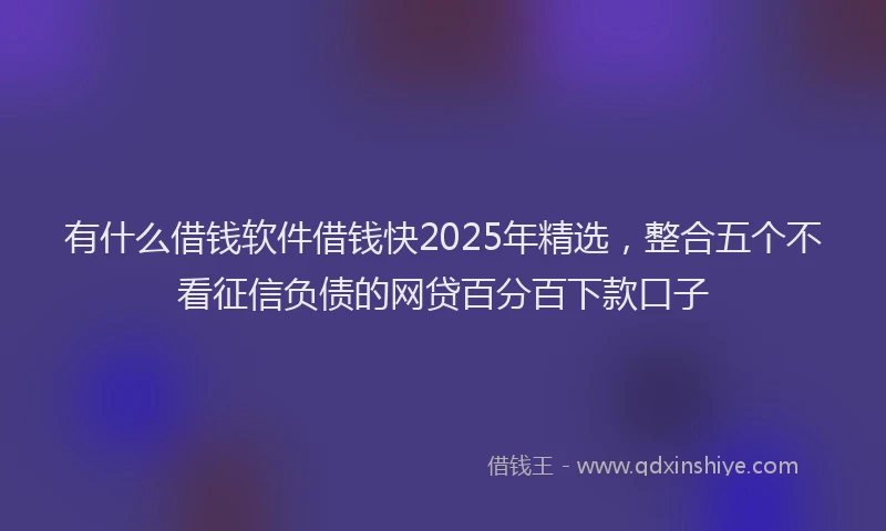 有什么借钱软件借钱快2025年精选，整合五个不看征信负债的网贷百分百下款口子