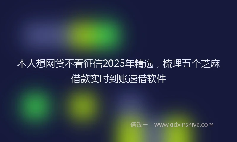 本人想网贷不看征信2025年精选，梳理五个芝麻借款实时到账速借软件