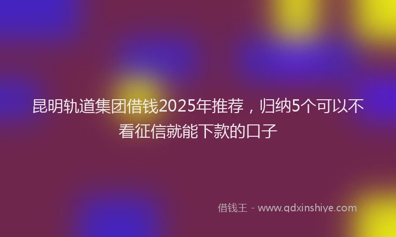 昆明轨道集团借钱2025年推荐，归纳5个可以不看征信就能下款的口子